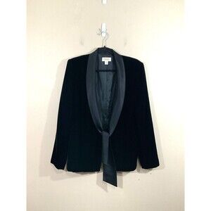 Vintage Talbots Womens Velvet Blazer 10 Black 90s Whimsigoth Goth Witchy Party